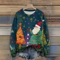 thumbnail image 2 of WTOBBY Women's Christmas Print Knit Sweater, Cute and Fun Holiday Pullover for Fall and Winter, Long Sleeve Knitted Top with Festive Patterns and Designs,Navy M, 2 of 5