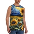 thumbnail image 2 of Kdxio Starry Sky Sunflower for Men's Muscle T-shirt,Sleeveless for Workout Running Athletic Gym Lounge Casual, 2 of 5