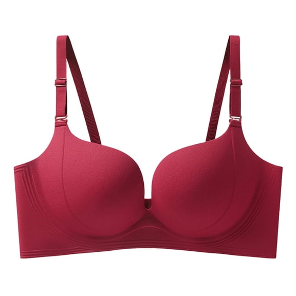 Turilly Bras Womens Deep V Push Up Bra With Wireless Support Breathable Burgundy Color Everyday Bras