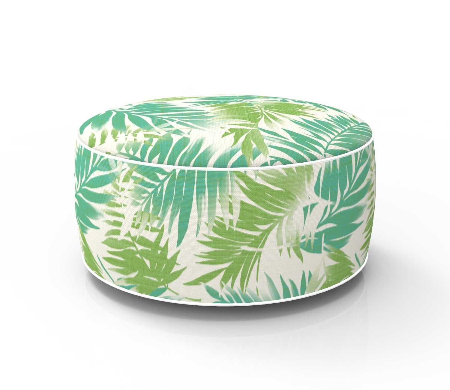 Fabritones Inflatable Footstool Ottoman Green Leaves Round 21x9 Inch ...