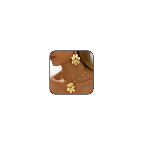 Juego de Joyas KummerSaprk Collar y Aretes Flor Dorados