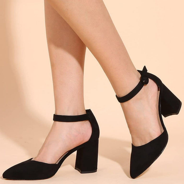Vimisaoi women pumps shoes fashion classic high heels buckle strap block heel size 35 41 Walmart