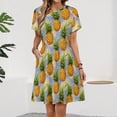 thumbnail image 2 of Hand Drawn Watercolor Pineapple Women's Dress Short Sleeve Summer Sundress Summer Women Clothes, 2 of 7
