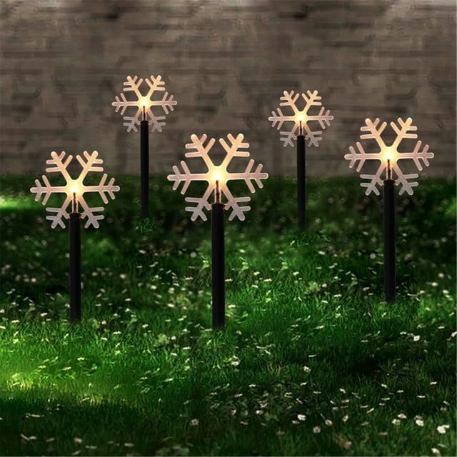 Fiudx Luces Solares Navideñas, Paquete de 5, Decoración para Jardín Exterior, Papá Noel, Copo de Nieve, Patrones de Árboles, Energía Solar, Fácil Instalación, Decoración para Caminos de Jardín, Luces