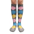 thumbnail image 2 of COUVER Women’s Stylish Argyle Knee High Socks, 2 Pairs, Gray Multicolor, 2 of 7