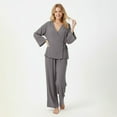 thumbnail image 5 of sususu Two Piece Lounge Set for Women,Sets for Women V Neck Double Kimono Style Cardigan And Loose Solid Pants Women Trousers Suit Set for Casual and Wear - Grey, 5 of 8