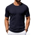 thumbnail image 2 of FRSASU Men's T-Shirts Crew Neck Waffle Knit Shirt Short Sleeve Tee Shirts Fashion Casual Pullover Tops Navy, 2 of 7