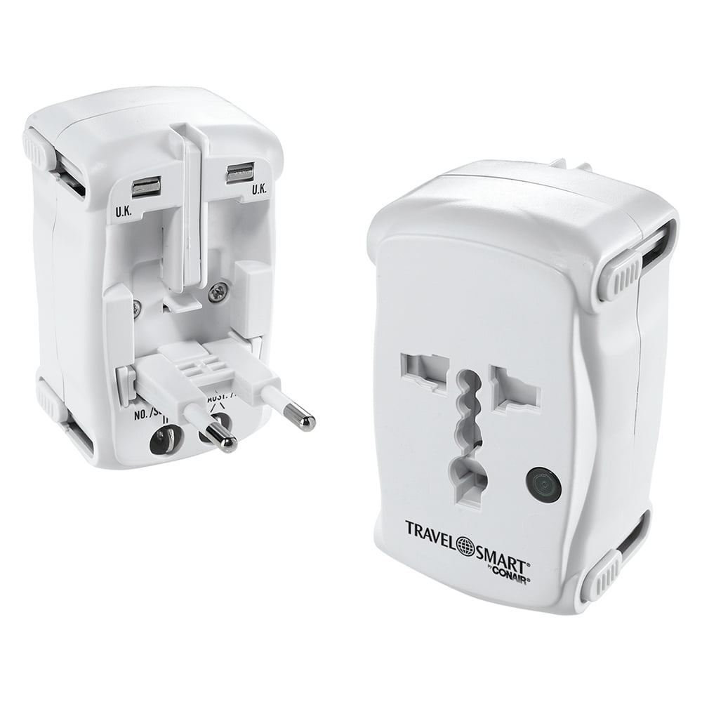 Conair AllinOne Adapter Plug with Surge Protection, White Walmart