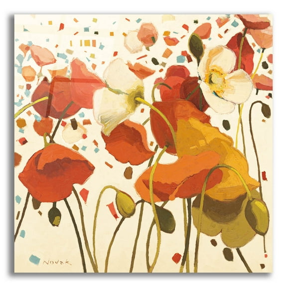 Epic Art 'Coral Confetti' by Shirley Novak Acrylic Glass Wall Art, 12" x 12"