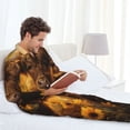 thumbnail image 4 of Balery Cute Cow Sunflower Field Pijama para Hombre de Dos Piezas con Manga Larga, Conjunto de Dormir y Descanso Suave con Bolsillos-Small, 4 of 5