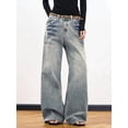 thumbnail image 3 of EMMIOL Women's Mid-High Waist Y2K Baggy Wide Leg Jeans Vintage Washed Denim Pants with Rivet Detail & Pockets 2026 Trendy Streetwear, 3 of 8