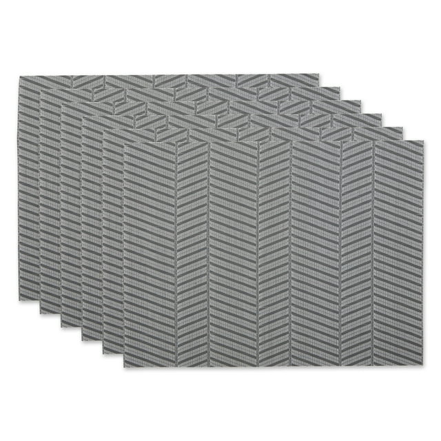 Design Imports CAMZ13139 DII Gray Textured Twill Weave Placemat 6 Piece