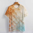 thumbnail image 3 of Mermaid Fish Scales Womens Tops Women's Fashion Casual Short Sleeve Flower Print Round Neck Pullover Top Blouse, 3 of 6