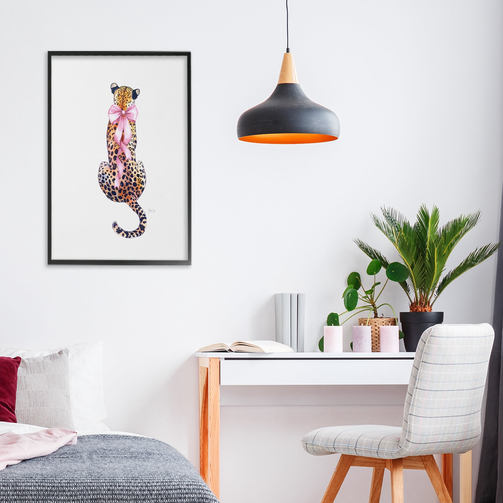 Stupell Industries Poised In Pink Cheetah Black Framed Giclee Art, design by Shelly Craig