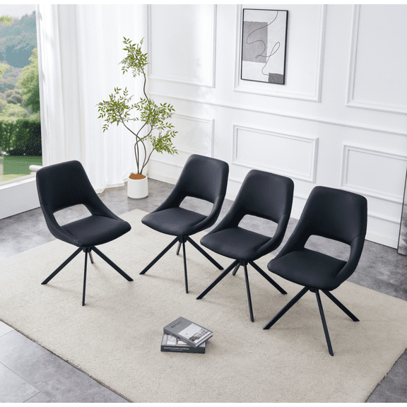 Swivel Dining Chairs Set of 4, High Back Comfort Leather