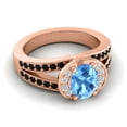 thumbnail image 3 of 2.35 Ct Oval Cut Blue Topaz & Black Onyx Gemstone New Bridal Ring for Women Solid 14K Rose Gold Size 6.5 by Diamond-Capitals, 3 of 8