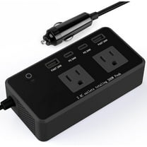 200W Car DC Power Inverter, 12V to 110V AC Inverter, Car Inverter Charger with PD 24W/ QC 24W Quick Charge, Power Inverter for Vehicles, Car Office Working, Camping, Road Trip, Black