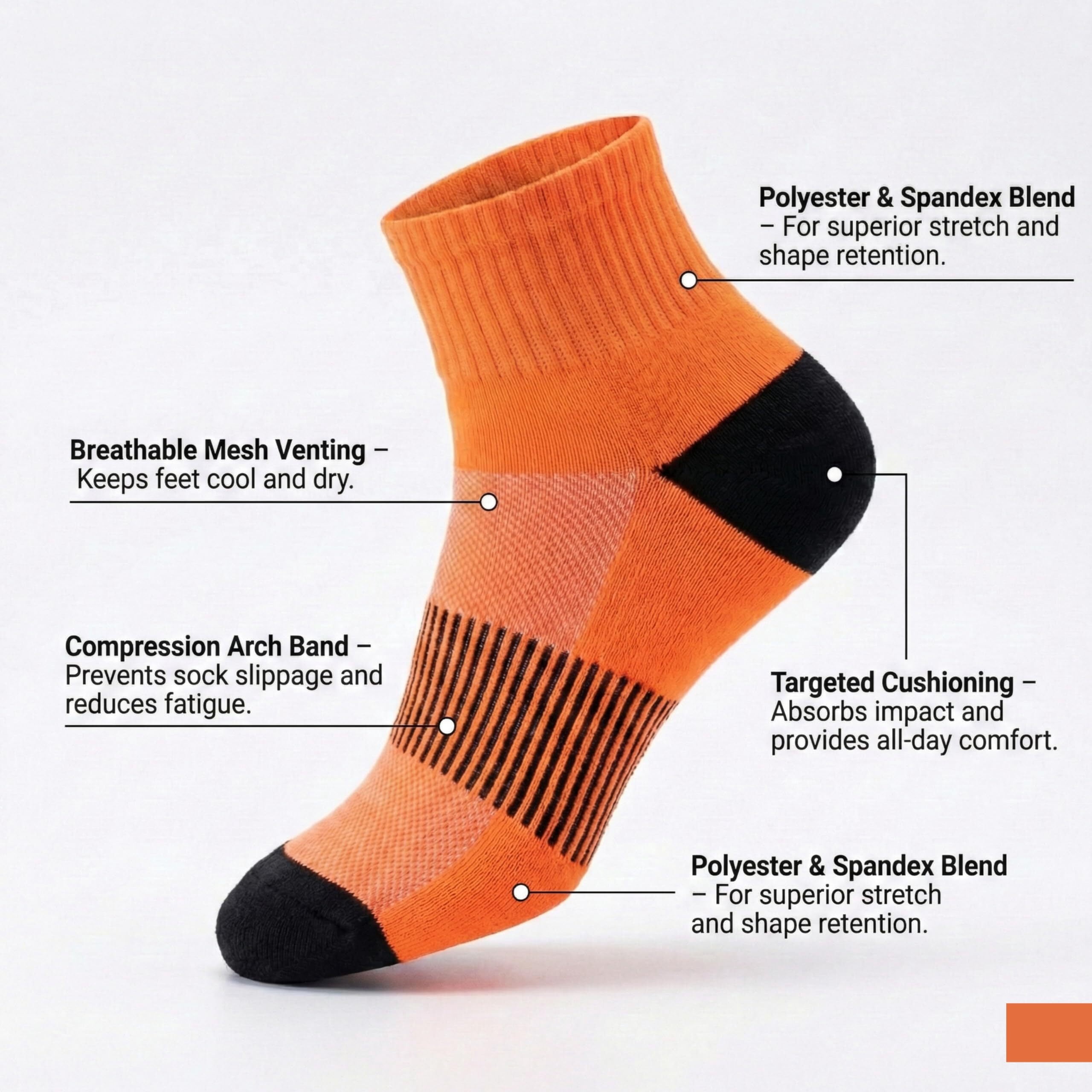 Colorfut Women's 12-Pairs Running & Athletic Sports Performance Ankle/Quarter Socks