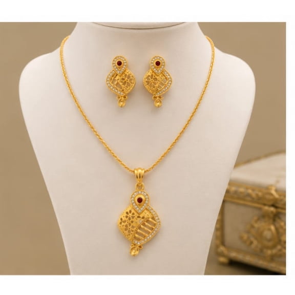 RIVORAH Ruby Charm Pendant Set