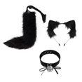 thumbnail image 3 of Orejas y cola de animales Yuyangstore Aro de pelo con orejas de felpa para mujeres y niñas Negro, 3 of 8