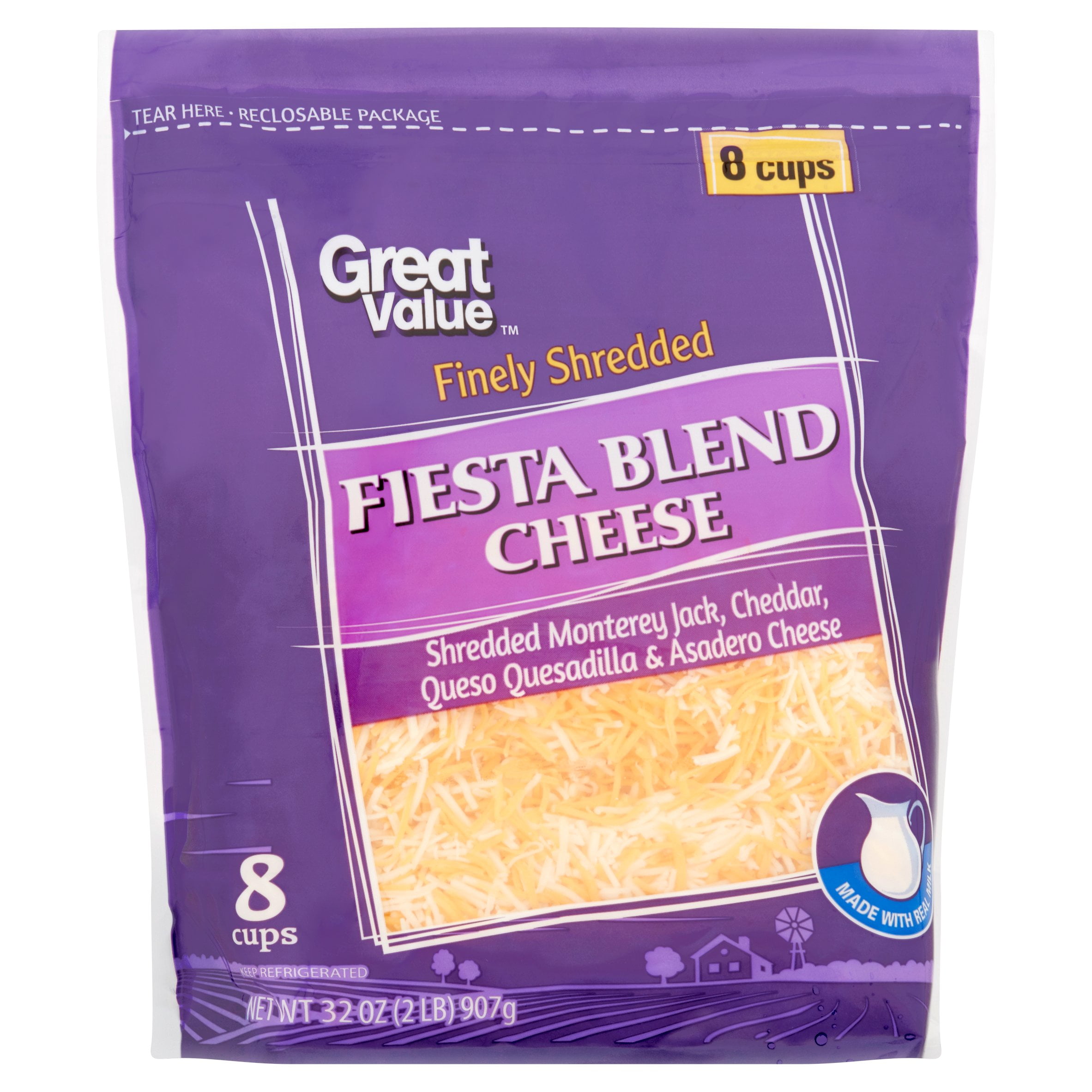 Great Value Finely Shredded Fiesta Blend Cheese, 32 oz by Wal-Mart Stores, Inc.