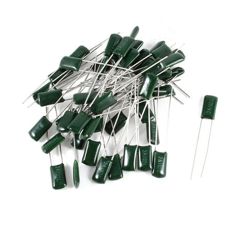 Mfd 100v Radial - Unique Bargains 50 x Radial Leads Polyester Film Cap Capacitors Green 2A102J 100V 1nF 5%