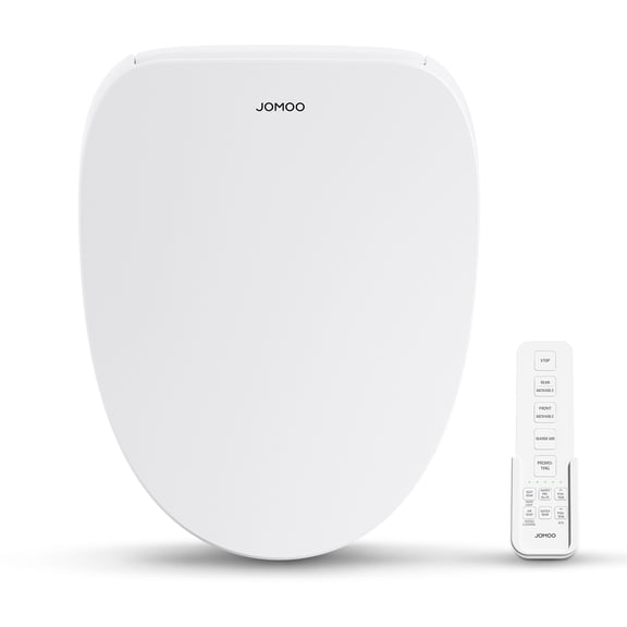 JOMOO Smart Bidet Toilet Seat with Instant Warm Water, Heated Seat & Dryer, Self-Cleaning Nozzle, Remote Control, Adjustable Wash Modes, Night Light