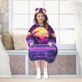 thumbnail image 7 of FORMRS Wearable Blanket Hoodie with Sleeves for Kids Cozy Flannel Sweatshirt, Pink Digital Art, 7 of 7