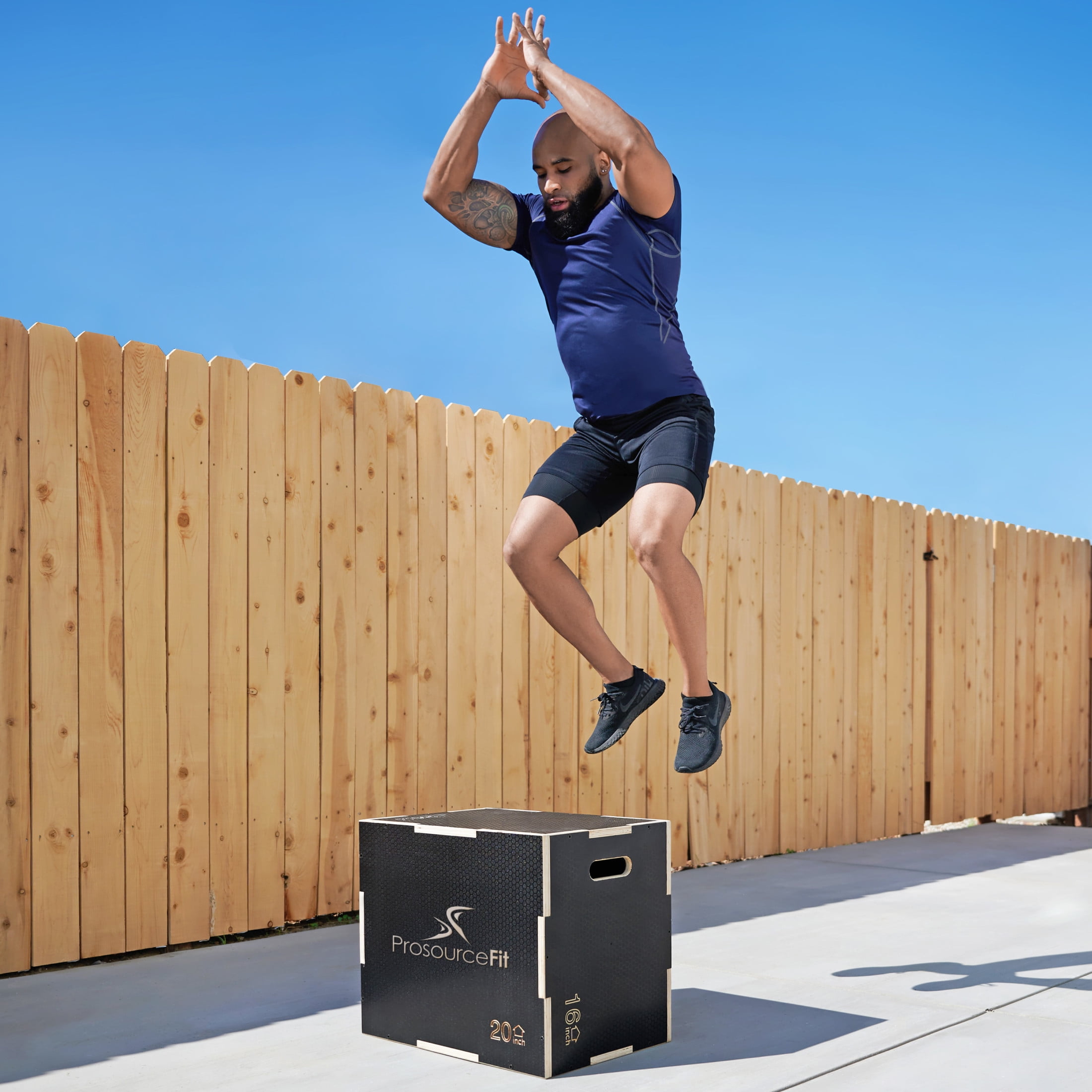 ProsourceFit 3-in-1 Wood Plyometric Jump Box for Cross-Training Agility