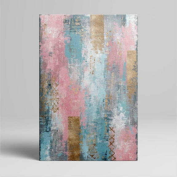 8x12inchx1pcs  Abstract Canvas Wall Art with Blush Pink, Teal and Gold Accents, Canvas Art Prints