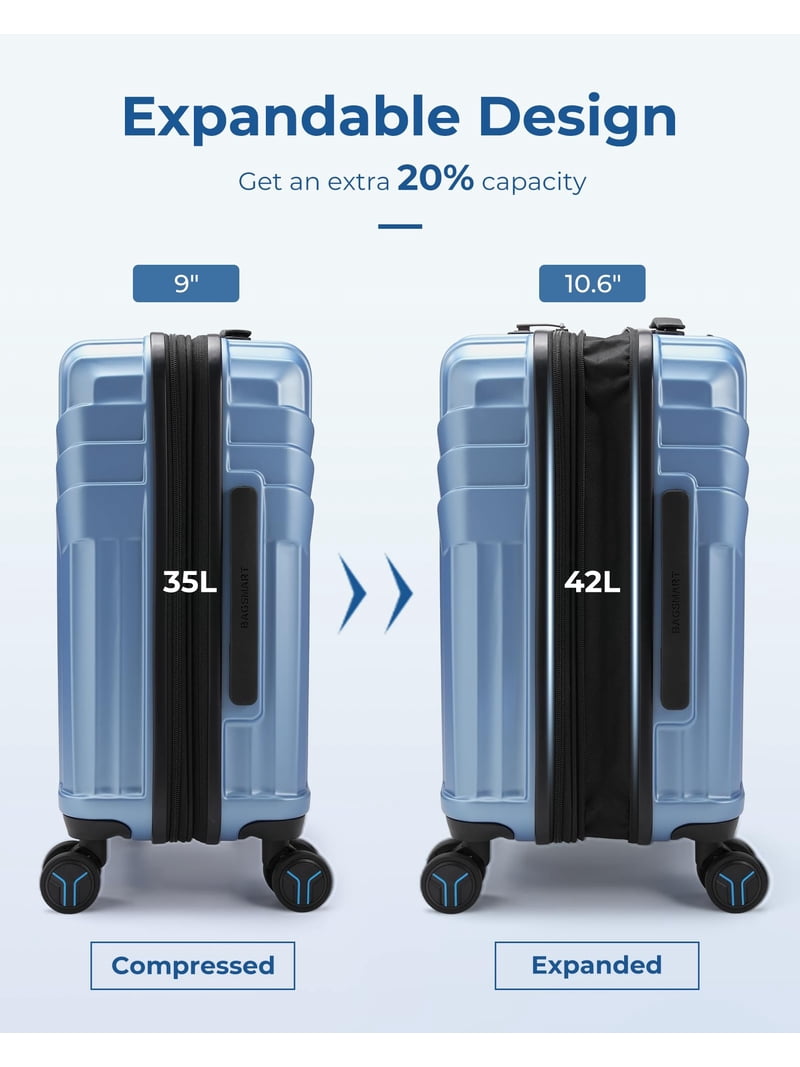 BAGSMART Expandable Carry On Luggage 22x14x9 Airline Approved, 1OO