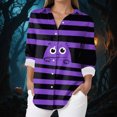 thumbnail image 2 of Godom Womens Halloween Shirt Cute Graphic Tee Long Sleeve Button Up Tops, 2 of 5