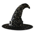 thumbnail image 1 of 1 sombrero de bruja con cuerno curvo para adultos, vestido de fiesta, sombrero de cuerno curvo de terciopelo dorado, sombrero de bruja elfo, 1 of 5
