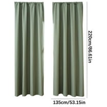Complete Blackout Curtains Set of 2 Rod Pocket Light Blocking for Bedroom Kitchen Scandinavian Solid Green 53x87 Inch
