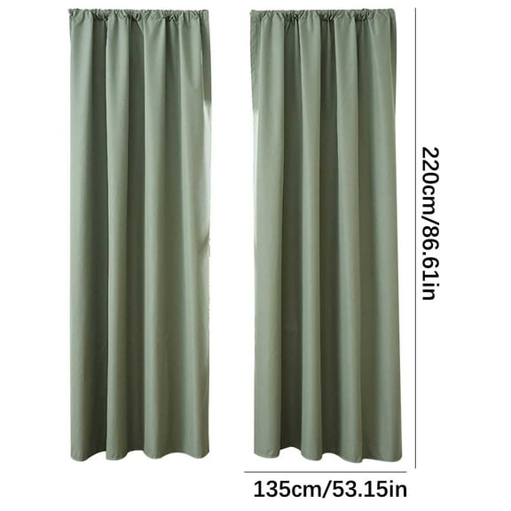 Complete Blackout Curtains Set of 2 Rod Pocket Light Blocking for Bedroom Kitchen Scandinavian Solid Green 53x87 Inch