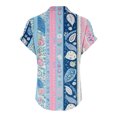 thumbnail image 4 of Jjayotai Womens Button Down Blouse, Rolled Cuffed Short Sleeve Shirts, Casual Work Blouse, Summer Hawaiian Outfits, Golf Tops for Women Plus Size, Floral V Neck Shirt Light Blue^ XL, 4 of 5