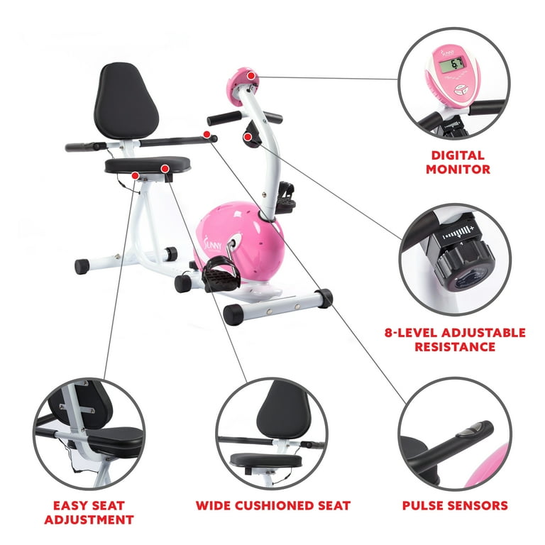 Sunny Health & Fitness Magnetic Stationary Recumbent Exercise Bike