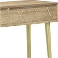 thumbnail image 6 of Console Table with Gold Inlay and Soft Close Drawers, Light Brown Mango Wood Sofa Table for Entryway, Living Room, 6 of 10