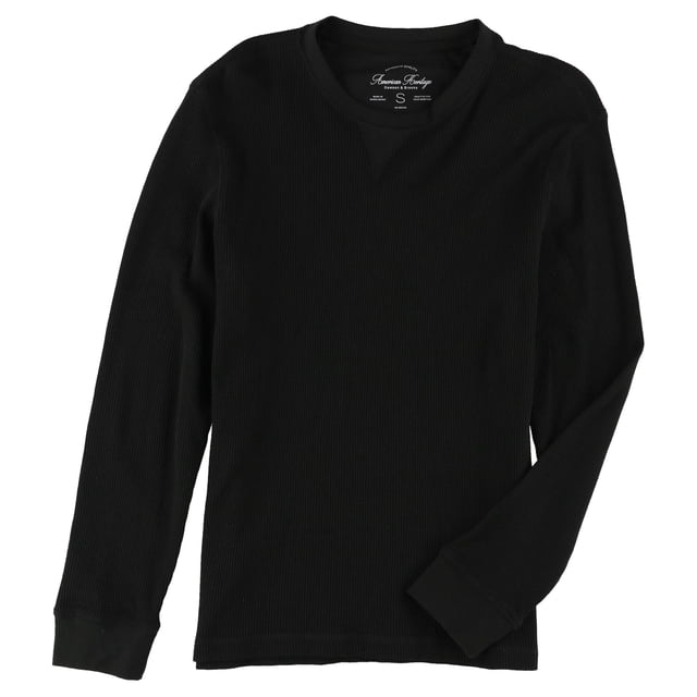 Camiseta básica texturizada American Heritage de Manga larga para hombre color negro pequeña