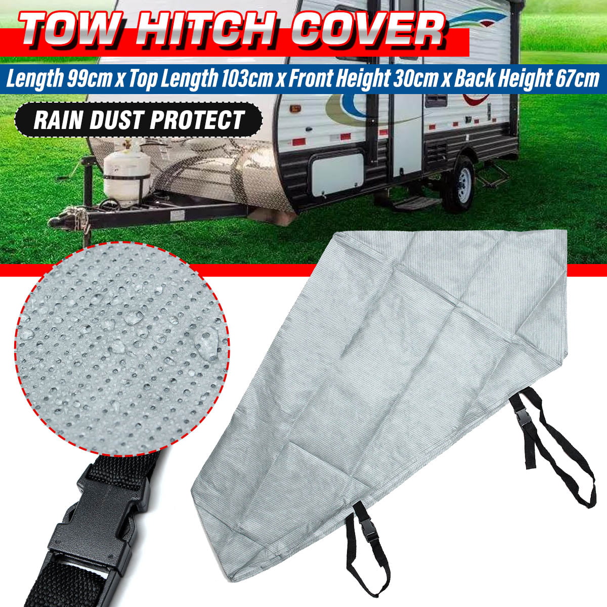 4-Ply Grey/Green Water resistant Breathable Horse Box Trailer & tow hitch Cover 