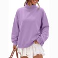 thumbnail image 4 of Tusihei Women Mock Neck Long Sleeve Oversized Sweatshirts Side Slit Pullover Tops Fall Winter Casual Loose Sweater Shirts, Purple XL, 4 of 7