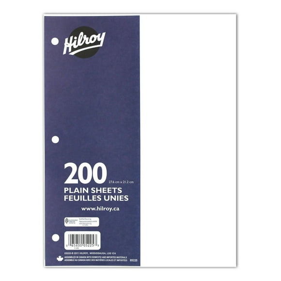 Hilroy® Refill Paper Plain, 10-7/8 x 8-3/8, 400 Pages