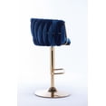 thumbnail image 2 of Tzicr Velvet Bar Stools Set of 4, Luxury Upholstered Bar Chairs with Woven Back & Footrest, Adjustable Counter Height Bar Chairs for Cafe, Pub, Bar Counter (Blue), 2 of 8