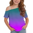 thumbnail image 6 of WRKEKC Girls Short Sleeve Tops Kids Star Print One Shoulder Short Sleeve Casual T-Shirt for Daily Wear 5-14 Years, 6 of 9