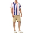 thumbnail image 2 of MODA NOVA Big & Tall Men's Summer Striped Shirts Short Sleeves Button Down Beach Shirt, 2 of 6