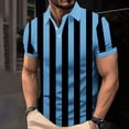 thumbnail image 7 of VgaVtl Short Sleeve Men's Polo Shirt Summer Big and Tall Clothes for Men Blue Running Casual Striped Button Shirts, 7 of 7