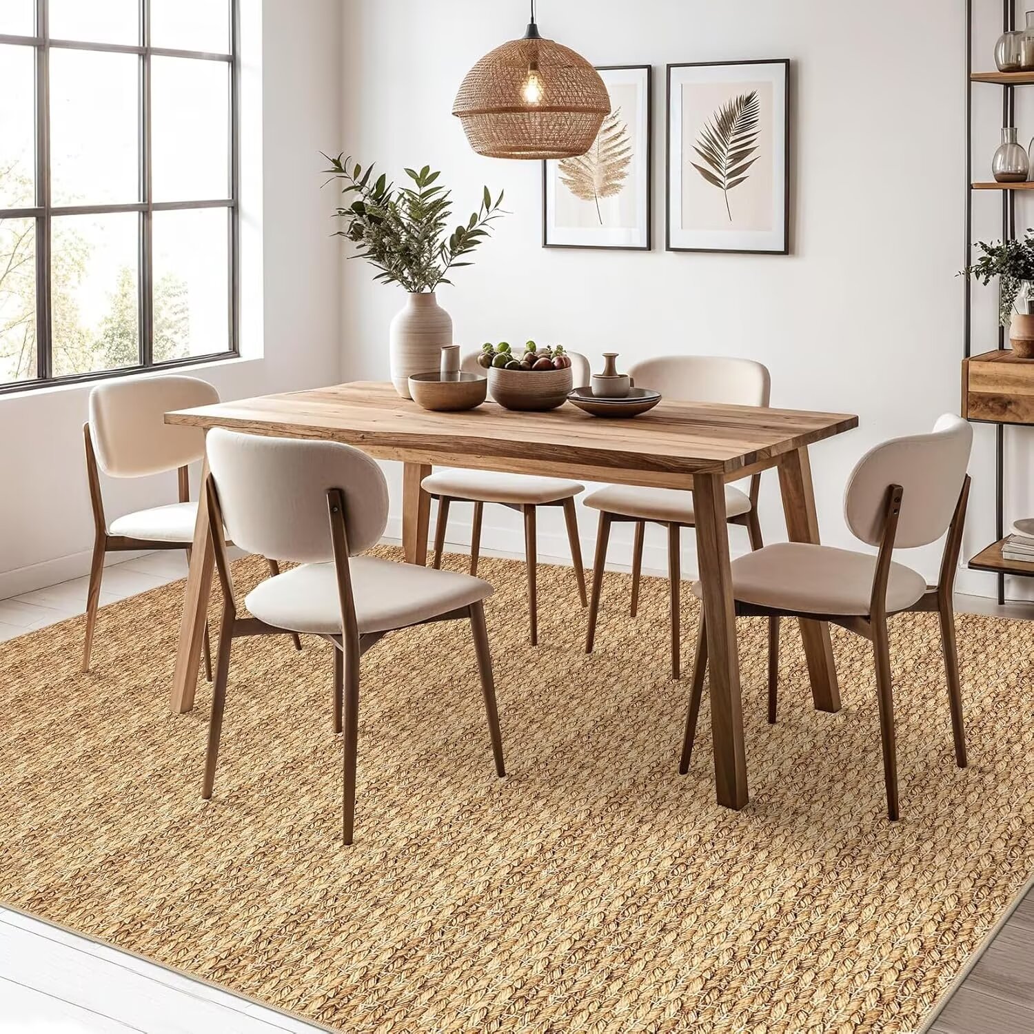 Hasoo Area Rug 10' x 13' Rugs for Living Room Chic Imitation Braided Print Soft Velvet Rug Non Slip Carpet for Bedroom, Brown