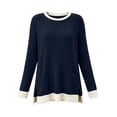 thumbnail image 3 of Kezqiaxn Shirts for Women Trendy Spliced Long Sleeve Crew Neck Knitted Casual Tops with Pockets Womens Blouses Winter Clothes, 3 of 8