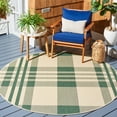 thumbnail image 2 of Safavieh Courtyard Benjamin Plaid Indoor/Outdoor Area Rug, Green/Beige, 7'10" x 7'10" Round, 2 of 12