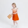 thumbnail image 6 of Girls Dresses Ruffle Sleeve Child Summer Casual T Shirt Dresses Flowy Dresses Gradient Printed A-Line Midi Tank Sundress Girls Oversized Sweater Dress Orange 7Y, 6 of 8